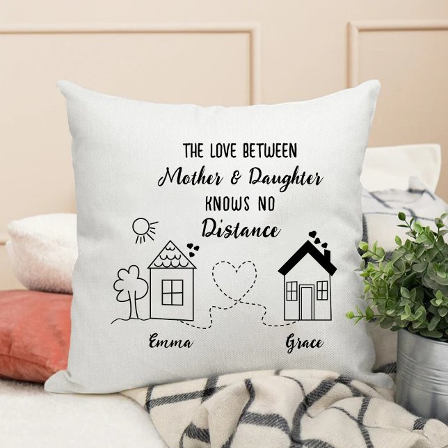 Moeder dochter liefde weet geen afstand kussen (Mother Daughter Love Knows No Distance Throw Pillow)
