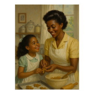 Moeder-dochter maakt samen koekjes perfect poster