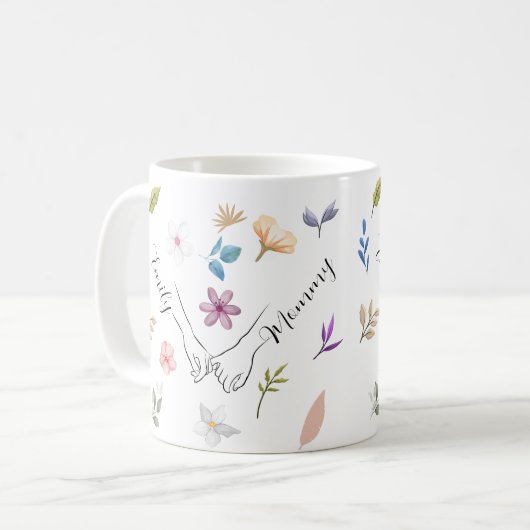 Moeder dochter moderne bloemen houden hand koffiemok