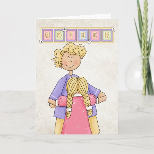 Moeder/Dochter Moederdag Blank Wenskaart Kaart (Voorkant)