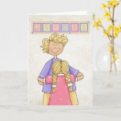 Moeder/Dochter Moederdag Blank Wenskaart Kaart (Gele Bloem)