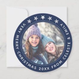 Moeder Dochter Navy Blue, speciaal gepersonaliseer Feestdagenkaart