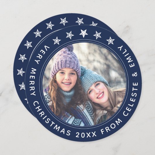 Moeder Dochter Navy Blue, speciaal gepersonaliseer Feestdagenkaart (Voorkant / Achterkant)