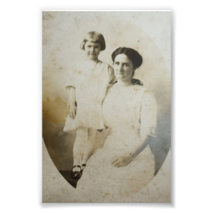 Moeder & Dochter Ovaal Masker Vaste RPPC BW Foto A Afdruk