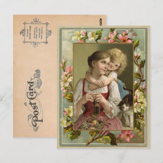 Moeder & Dochter  Reproductie Briefkaart (Voorkant / Achterkant)