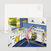 Moeder/dochter Retro Kitchen #2 Briefkaart (Voorkant / Achterkant)