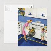 Moeder/dochter Retro Kitchen #2 Briefkaart (Voorkant / Achterkant)