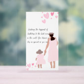Moeder & Dochter Roze Hart Silhouet Acryl Bord (Neutraal)