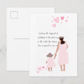 Moeder & Dochter Roze Hart Silhouet Briefkaart (Voorkant / Achterkant)
