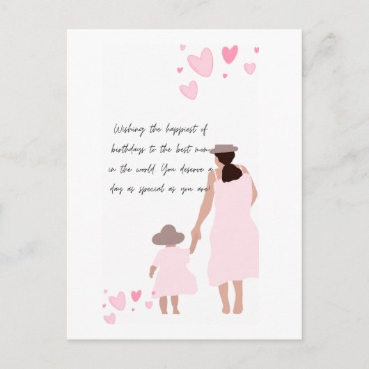 Moeder & Dochter Roze Hart Silhouet Briefkaart (Voorkant)