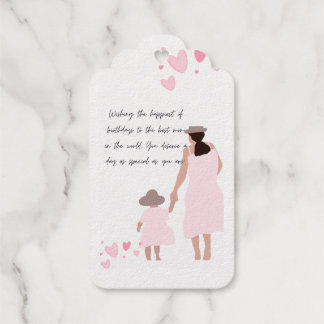 Moeder & Dochter Roze Hart Silhouet Cadeaulabels
