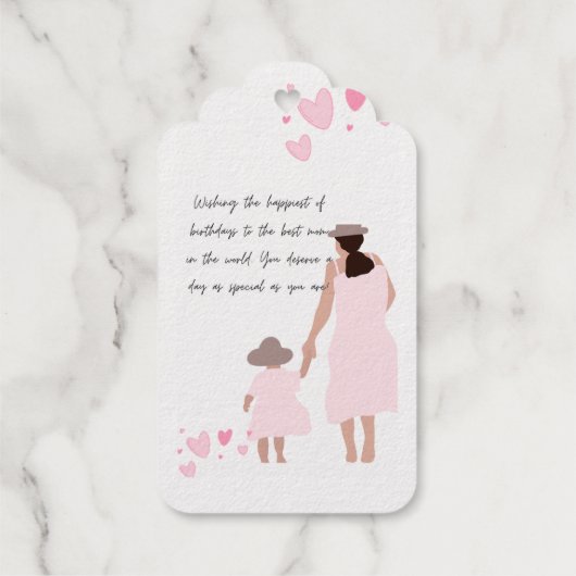 Moeder & Dochter Roze Hart Silhouet Cadeaulabels (Achterkant)