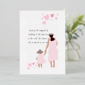 Moeder & Dochter Roze Hart Silhouet Folie Feestdagenkaart (Staand Voorkant)