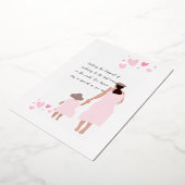 Moeder & Dochter Roze Hart Silhouet Folie Feestdagenkaart (Gedraaid)