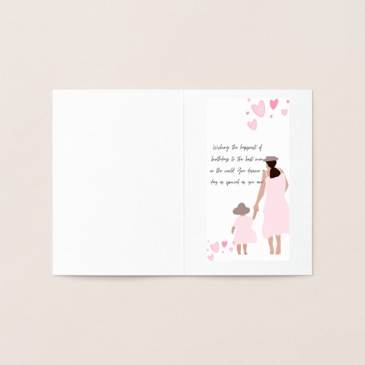 Moeder & Dochter Roze Hart Silhouet Folie Kaarten (Binnen)