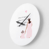 Moeder & Dochter Roze Hart Silhouet Grote Klok (Hoek)