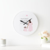 Moeder & Dochter Roze Hart Silhouet Grote Klok (Huis)