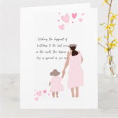 Moeder & Dochter Roze Hart Silhouet Kaart (Gele Bloem)