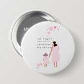 Moeder & Dochter Roze Hart Silhouet Ronde Button 7,6 Cm (Voorkant /achterkant)
