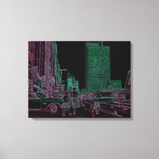 Moeder Dochter Shopping Michigan Ave Chicago 1961 Canvas Afdruk