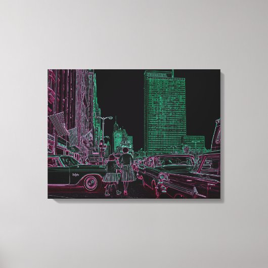 Moeder Dochter Shopping Michigan Ave Chicago 1961 Canvas Afdruk (Voorkant)