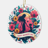 Moeder & Dochter Silhouet Bloemen Moederdag Keramisch Ornament (Links)
