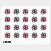 Moeder & Dochter Silhouet Bloemen Moederdag Ronde Sticker (Vel)