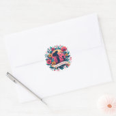 Moeder & Dochter Silhouet Bloemen Moederdag Ronde Sticker (Envelop)