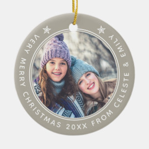 Moeder Dochter Taupe Merry Kerstry Keramisch Ornament