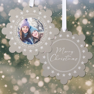 Moeder Dochter Taupe Merry Kerstry Ornament Kaart