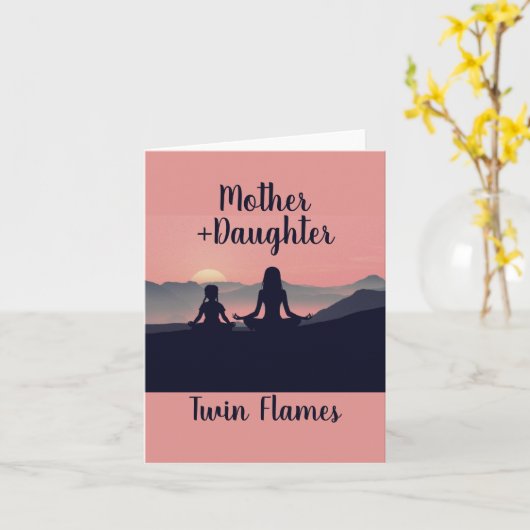 Moeder Dochter Twin Vlammen Kaart (Gele Bloem)