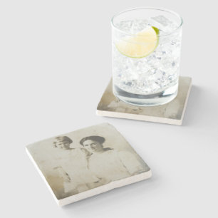 Moeder & Dochter Vaste RPPC BW Foto Afbeelding Stenen Onderzetter