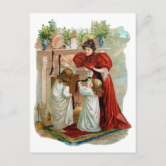 Moeder & Dochters op de Nacht voor Kerstmis Feestdagenkaart (Voorkant)