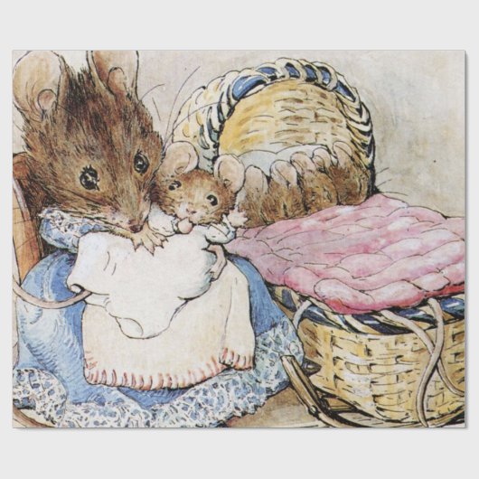 Moeder Dormouse en haar kind - Beatrix Potter Cadeaupapier (Vlak)