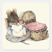Moeder Dormouse en haar kind Vierkante Sticker (Voorkant)