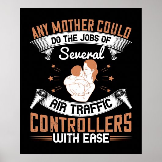 Moeder - druk als luchtverkeersleiders poster (Voorkant)