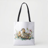 Moeder Duck en Ducking Waterverf Tote Bag (Voorkant)