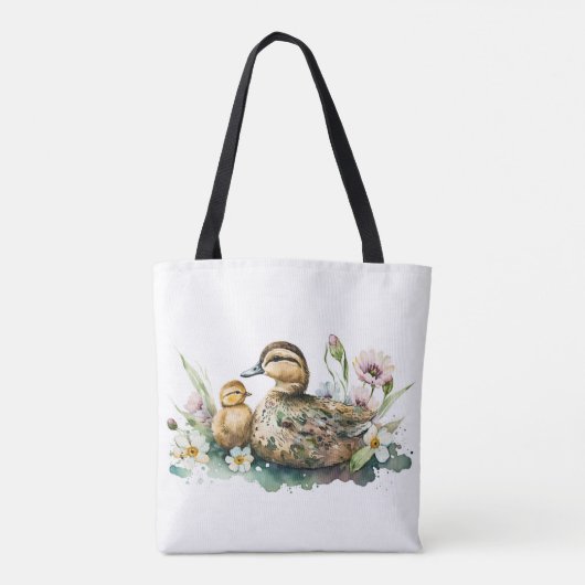 Moeder Duck en Ducking Waterverf Tote Bag (Achterkant)