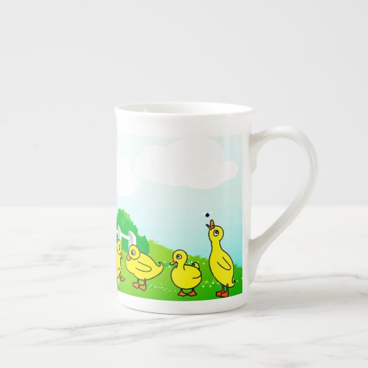Moeder Duck en Ducklings Porselein Kop (Rechts)