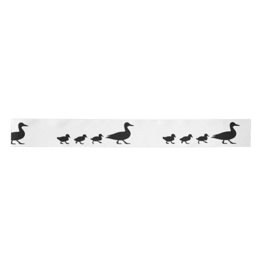 Moeder Duck en Ducklings Silhouette 3" Satijnen Lint (Voorkant)