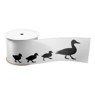 Moeder Duck en Ducklings Silhouette 3" Satijnen Lint