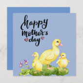 Moeder Duck en Ducklings Tekening Feestdagenkaart (Voorkant / Achterkant)