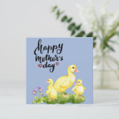 Moeder Duck en Ducklings Tekening Feestdagenkaart (Staand voorkant)