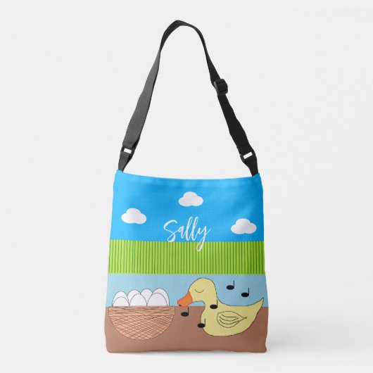 Moeder Duck zingt op haar eieren Crossbody Tas (Achterkant)