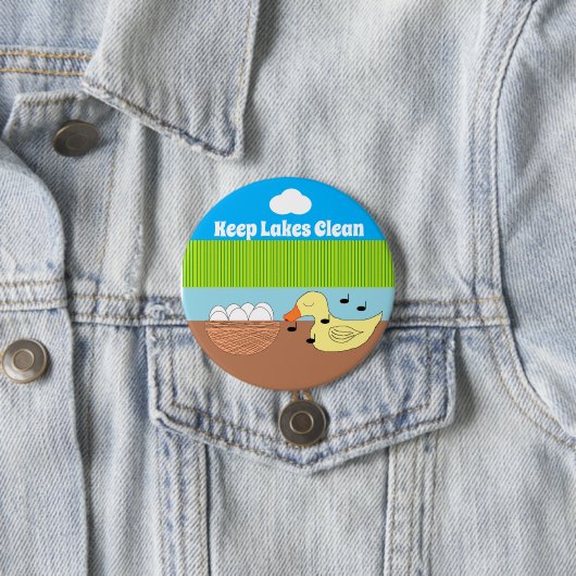 Moeder Duck zingt op haar eieren Ronde Button 7,6 Cm (In situ)