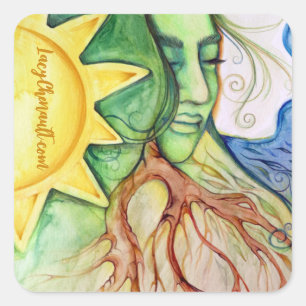 Moeder Earth Gaia Goddess Vierkante Sticker