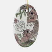 Moeder eekhoorn en kits keramisch ornament (Rechts)