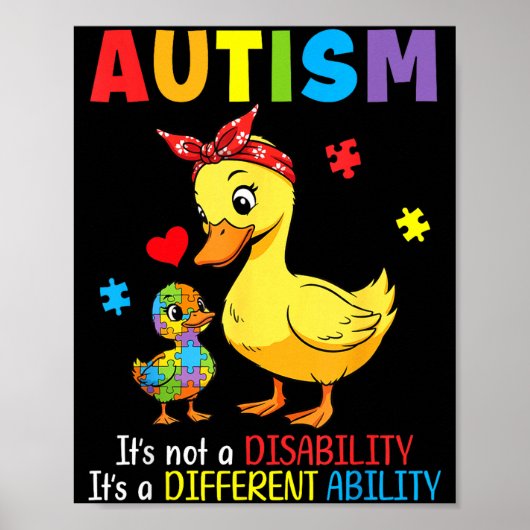 Moeder eend autisme bewustzijn verschillende vaard poster (Voorkant)