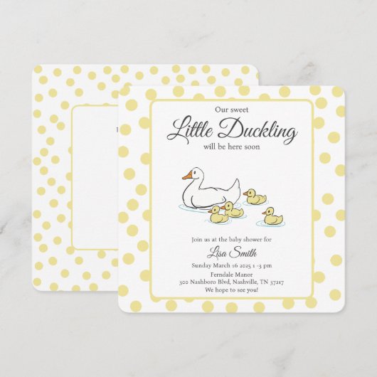 Moeder eend en eendjes baby shower uitnodiging (Voorkant / Achterkant)