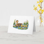 Moeder Eend en Eendjes Kaart (Gele Bloem)